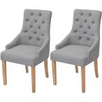Chaises en bois gris clair en tissu en lot de 2 romantiques 