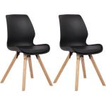 Chaises en bois noires en cuir synthétique en lot de 2 scandinaves 