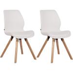 Chaises en bois blanches en cuir synthétique en lot de 2 scandinaves 