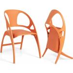Chaises en plastique Costway orange à rayures en plastique pliables en lot de 2 modernes 