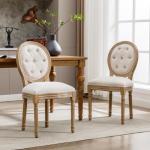 Chaises en bois blanc crème en bois massif en lot de 2 contemporaines 