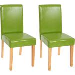 Lot de 2 chaises de salle à manger synthétique vert pieds clairs CDS04031