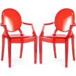 Chaises en plastique rouges en plastique en lot de 2 baroques & rococo 