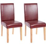 Chaises en bois rouges laquées en cuir synthétique en lot de 6 