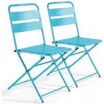 Chaises design bleus acier en acier pliables en lot de 2 modernes 