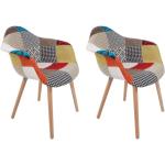 Chaises en bois Paris Prix multicolores patchwork en hêtre en lot de 2 en promo 