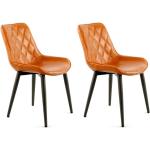 Chaises design Paris Prix orange laquées en cuir synthétique en lot de 2 modernes en promo 