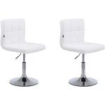 Lot de 2 chaises lounge Palma V2 Similicuir - Rembourrés - Chaises Hautes Pivotantes avec Hauteur Réglable - Support en Métal, Couleur:blanc