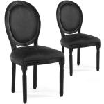 Intensedeco - Lot de 2 chaises médaillon Louis XVI velours Noir