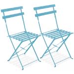 Chaises design bleus acier en acier à motif Rome pliables en lot de 2 