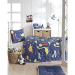 Couvre-lits bleu marine en coton en lot de 2 modernes 