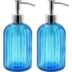 Distributeurs de savon en plastique bleus en verre en lot de 2 