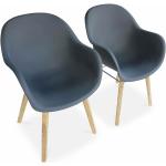 Lot de 2 fauteuils scandinaves CELEBES, acacia et résine injectée, gris, Intérieur/extérieur - Gris