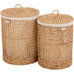Homcom - Panier à linge corbeille à linge bac à linge bambou couvercle sac  amovible polyester beige