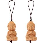 Porte-clés marron en bois à motif Bouddha en lot de 2 look fashion 