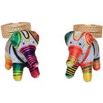 Décorations multicolores en métal à motif éléphants en lot de 2 style ethnique 