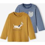 T-shirts à rayures Vertbaudet marron à imprimé animal en coton à motif animaux lot de 2 Taille 2 ans pour bébé de la boutique en ligne Vertbaudet.fr 