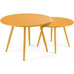 Tables basses jaunes en acier en lot de 2 diamètre 34 cm modernes 