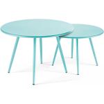 Tables basses turquoise en acier en lot de 2 modernes 