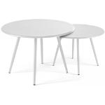 Tables rondes blanches en acier en lot de 2 diamètre 34 cm modernes 