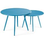 Tables basses bleus acier en acier en lot de 2 diamètre 34 cm modernes 