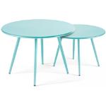 Tables rondes bleus acier en acier en lot de 2 diamètre 50 cm modernes 