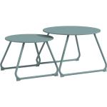 Tables basses Outsunny bleues en métal en lot de 2 diamètre 60 cm 
