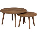 Tables basses rondes marron en bois de noyer en lot de 2 diamètre 70 cm scandinaves 