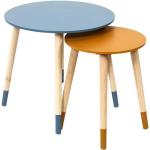 Tables rondes marron en bois en lot de 2 diamètre 48 cm 