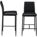 Lot de 2 tabourets de bar chaises avec pieds en acier assise synthétique et hauteur d'assise 66 cm noir 03_0005787