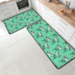 Lot de 2 tapis de cuisine en microfibre avec envers antidérapant - Lavable en machine - 120 x 43 cm + 73 x 43 cm