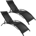 Chaises longues en aluminium Helloshop26 noires en aluminium avec dossier réglable en lot de 2 