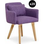 Chaises design violettes en tissu en lot de 20 scandinaves 