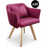 Chaises en bois violettes en tissu en lot de 20 scandinaves 