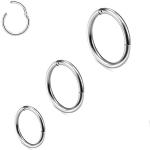 Piercings anneau argentés en acier chirurgical en lot de 3 look fashion 