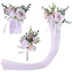 Badges de mariée violets en lot de 3 look chic 