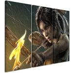 Lot de 3 Impression sur toile Motif Tomb Raider Lara Croft _ _ _ _ _ _ _ _ _ _ _ _ _ _ _ _ _ _ _ _ _ 3 x 90 x 40 cm, Total Taille 120 x 90 cm _ Ausführung Finition superbe Impression sur toile comme un véritable Tableau mural sur toile sur châssis