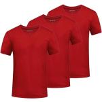 T-shirts unis de printemps rouge bordeaux à manches courtes à col rond en lot de 3 look militaire pour homme 