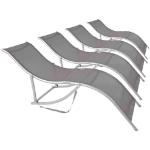 Chaises longues design gris acier en acier pliables en lot de 4 