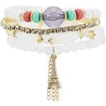 Bracelets de perles en verre à perles Tour Eiffel fait main en lot de 4 romantiques pour femme 