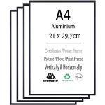 Cadres muraux gris en aluminium en lot de 4 21x30 format A4 