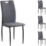 Lot de 4 chaises APOLLO, en tissu gris et piètment en métal noir
