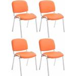 Chaises design orange en cuir synthétique empilables en lot de 4 