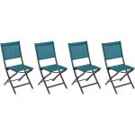 Chaises de jardin aluminium Hesperide bleu canard en aluminium pliables en lot de 4 