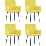 Chaises design jaunes en métal avec accoudoirs en lot de 4 modernes 