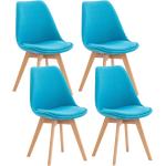 Chaises en bois bleues en tissu en lot de 4 scandinaves 