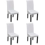 Chaises en bois blanches en cuir synthétique en lot de 4 modernes 