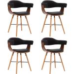 Chaises en bois noires en bois avec accoudoirs en lot de 4 modernes 