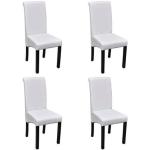 Chaises en bois Decoshop26 blanches en cuir synthétique en lot de 4 modernes 