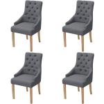 Chaises en bois gris foncé en tissu en lot de 4 romantiques 